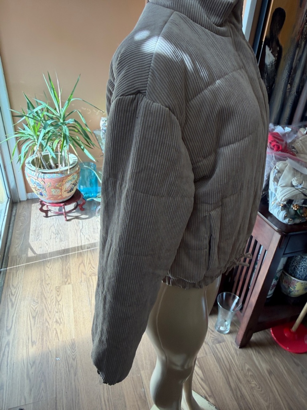 Fashion Nova Taupe Corduroy Puffer Jacket - Picture 8 of 10